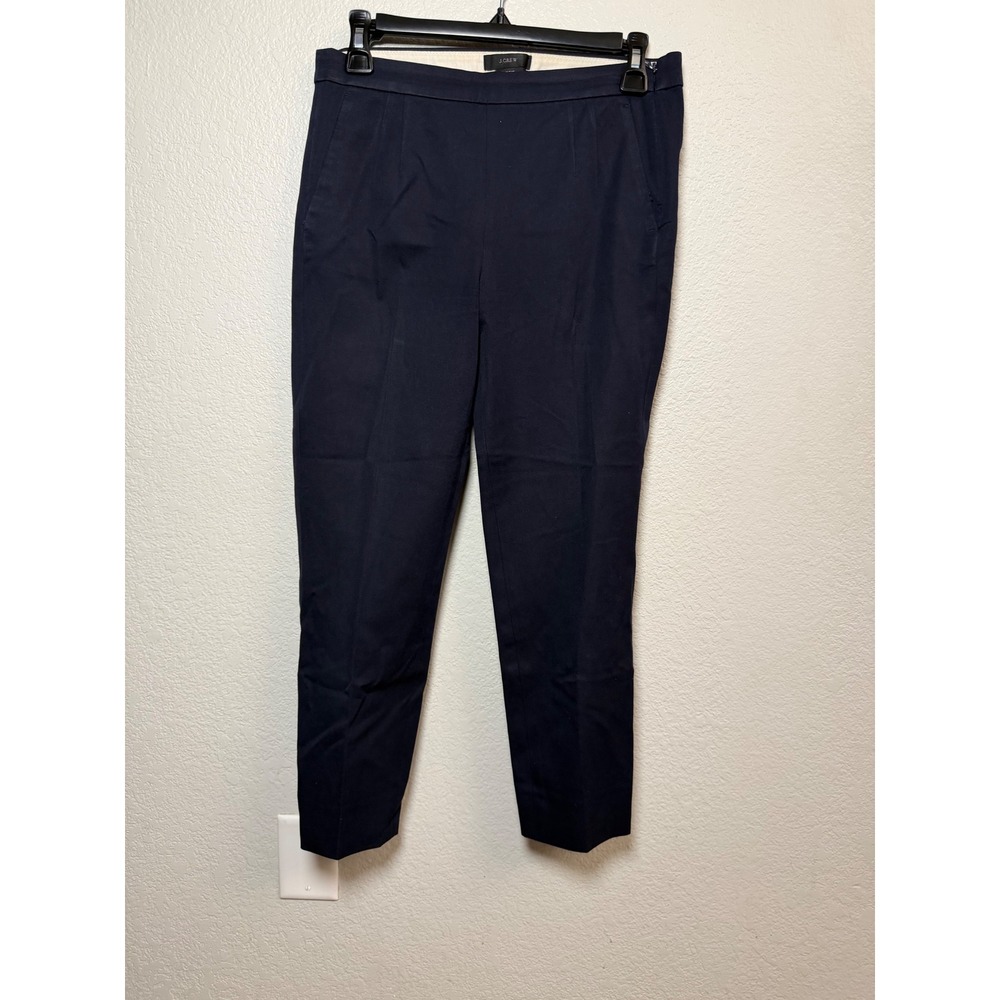 J.Crew Martie Pant Navy Blue Side Zip Bi-Stretch Cropped Trousers Size 2